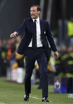 (170510) -- TURIN, May 10, 2017 -- Massimiliano Allegri, head coach of Juventus, reacts during the UEFA Champions League semifinal second leg match between Juventus and Monaco in Turin, Italy, on May 9, 2017. Juventus won 2-1 and advanced to the final with 4-1 on aggregate. )(wll) (SP)ITALY-TURIN-SOCCER-UCL-JUVENTUS VS MONACO AlbertoxLingria 