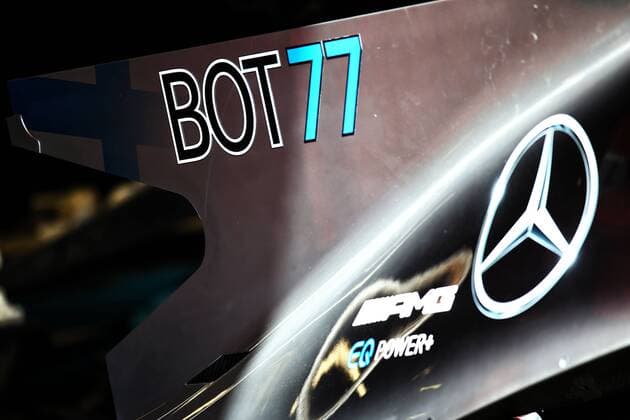 Spanish Grand Prix, Barcelona 11 - 14 May 2017 New compulsory 77 and BOT on the engine cover of Valtteri Bottas (FIN) Mercedes AMG F1. 11.05.2017. 