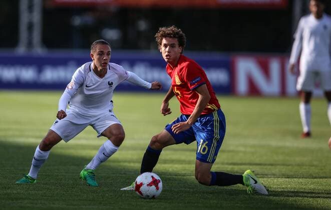 UEFA European Championship EM Europameisterschaft U-17, quarter-final, France vs. Spain 12.05.2017., Varazdin, Croatia - UEFA European Championship Under-17, quarter-final, France vs. Spain. Jandro Orellana, Maxence Caquaret.  IgorxSoban PIXSELL
