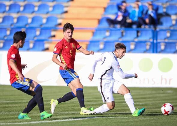 UEFA European Championship EM Europameisterschaft U-17, quarter-final, France vs. Spain 12.05.2017., Varazdin, Croatia - UEFA European Championship Under-17, quarter-final, France vs. Spain. Victor Chust, Maxence Caqueret.  IgorxSoban PIXSELL