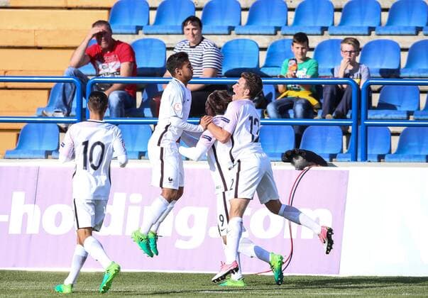 UEFA European Championship EM Europameisterschaft U-17, quarter-final, France vs. Spain 12.05.2017., Varazdin, Croatia - UEFA European Championship Under-17, quarter-final, France vs. Spain. Maxence Caqueret, Amine Gouiri, Alan Kereoudan.  IgorxSoban PIXSELL