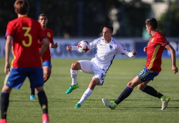 UEFA European Championship EM Europameisterschaft U-17, quarter-final, France vs. Spain 12.05.2017., Varazdin, Croatia - UEFA European Championship Under-17, quarter-final, France vs. Spain. Maxence Caqueret, Victor Chust.  IgorxSoban PIXSELL