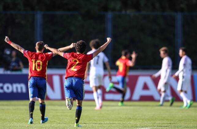 UEFA European Championship EM Europameisterschaft U-17, quarter-final, France vs. Spain 12.05.2017., Varazdin, Croatia - UEFA European Championship Under-17, quarter-final, France vs. Spain. Sergio Gomez, Mateu Morey.  IgorxSoban PIXSELL