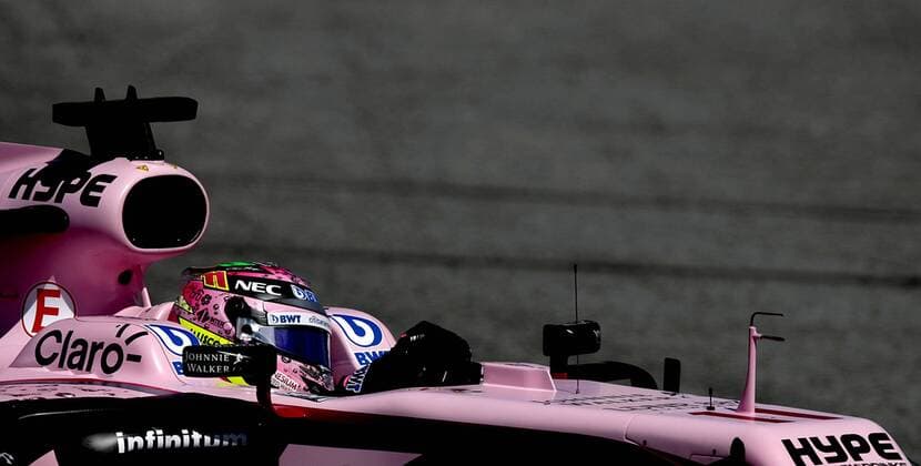 Mexican Formula One driver Sergio Perez of Sahara Force India in action during the second training session at the Circuit de Barcelona-Catalunya in Montmelo, near Barcelona, northeastern Spain, 12 May 2017. The 2017 Formula One Grand Prix of Spain will take place on 14 May 2017. Formula One Grand Prix of Spain !ACHTUNG: NUR REDAKTIONELLE NUTZUNG!  Copyright: xALBERTOxESTEVEZx 20170513-636302775293875105