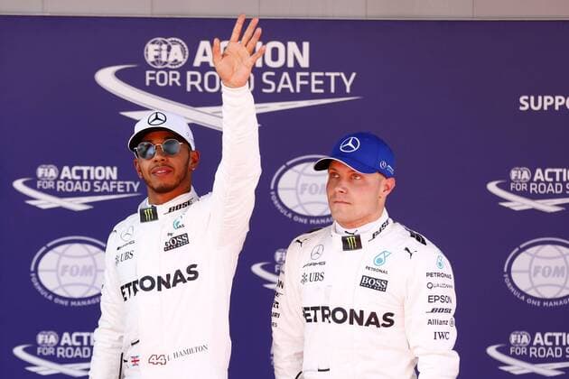 Motorsports: FIA Formula One World Championship WM Weltmeisterschaft 2017, Grand Prix of Spain, 44 Lewis Hamilton (GBR, Mercedes AMG Petronas F1 Team), 77 Valtteri Bottas (FIN, Mercedes AMG Petronas F1 Team), Barcelona Spain xHOCHxZWEIx