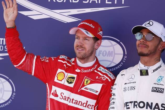 Motorsports: FIA Formula One World Championship WM Weltmeisterschaft 2017, Grand Prix of Spain, 5 Sebastian Vettel (GER, Scuderia Ferrari), 44 Lewis Hamilton (GBR, Mercedes AMG Petronas F1 Team), Barcelona Spain xHOCHxZWEIx