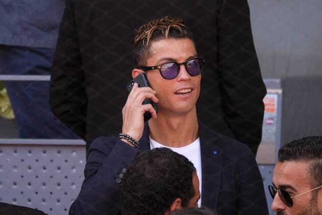 May 13, 2017 - Madrid, Spain - Real Madrid s Portuguese forward Cristiano Ronaldo attends the semi final match beetwen Serbian Novak Djokovic and Spanish Rafa Nadal at the Mutua Madrid Open tennis tournament held at the Magic Box in Madrid, Spain, 13 May 2017. Cristiano Ronaldo at Mutua Madrid Open - Day Eight  - ZUMAn230 20170513_zaa_n230_422 Copyright: xOscarxGonzalezx