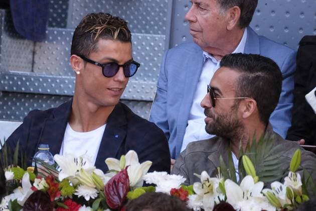 May 13, 2017 - Madrid, Spain - Real Madrid s Portuguese forward Cristiano Ronaldo attends the semi final match beetwen Serbian Novak Djokovic and Spanish Rafa Nadal at the Mutua Madrid Open tennis tournament held at the Magic Box in Madrid, Spain, 13 May 2017. Cristiano Ronaldo at Mutua Madrid Open - Day Eight  - ZUMAn230 20170513_zaa_n230_430 Copyright: xOscarxGonzalezx