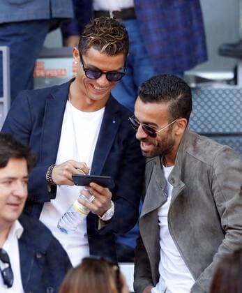 Semifinal del Mutua Madrid Open entre Rafa Nadal y Djokovic. En la imagen, Cristiano Ronaldo. Mutua Madrid Open semifinal match between Rafa Nadal and Djokovic. In this picture, Cristiano Ronaldo. xJOSExA.xGARCIAx 
