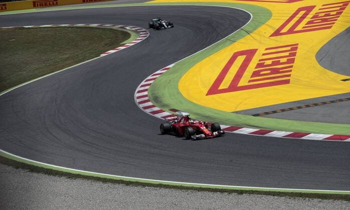 German Formula One driver Sebastian Vettel (L), of Ferrari, British Lewis Hamilton (C), of Mercedes, and Dutch Max Verstappen, of Red Bull, during the 2017 Grand Prix of Spain at Barcelona-Catalonia racetrack in Montmelo, Catalonia, northeastern Spain, 14 May 2017. GRAND PRIX OF SPAIN !ACHTUNG: NUR REDAKTIONELLE NUTZUNG!  Copyright: xAlbertoxEstevezx GRA205 20170514-636303697947480880