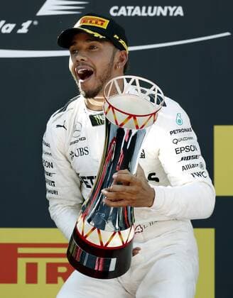 Themen der Woche - SPORT Bilder des Tages - SPORT British Formula One driver Lewis Hamilton, of Mercedes, celebrates after winning the 2017 Grand Prix of Spain at Barcelona-Catalonia racetrack in Montmelo, Catalonia, northeastern Spain, 14 May 2017. GRAND PRIX OF SPAIN !ACHTUNG: NUR REDAKTIONELLE NUTZUNG!  Copyright: xAndreuxDalmaux GRA205 20170514-636303754782965570