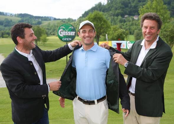 GOLF - Goesser Open MARIA LANKOWITZ,AUSTRIA,17.MAY.17 - GOLF - Goesser Open, ProAm, GC Erzherzog Johann. Image shows Gerald Stangl (Murhof Gruppe), Florian Fritsch (GER) and Johannes Goess-Saurau. GEPAxpictures xChristianxWalgram