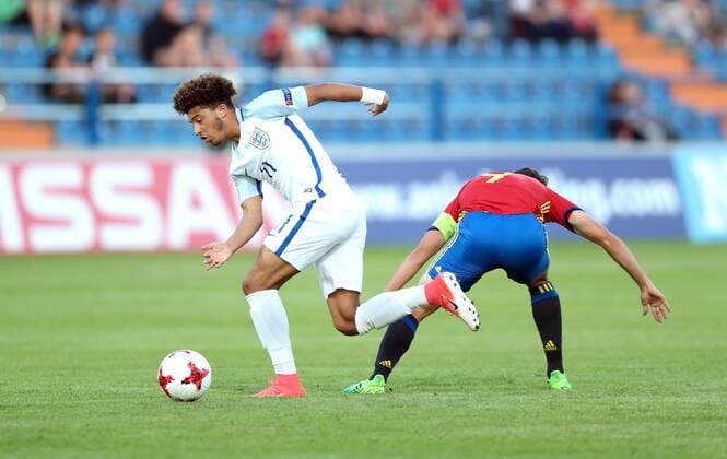 U-17 Finals ENG-SPA - Varazdin, Croatia 19.05.2017., Varazdin, Croatia - UEFA U-17 European Championship EM Europameisterschaft finals, England vs Spain. Jadon Sancho.  SanjinxStrukic PIXSELL