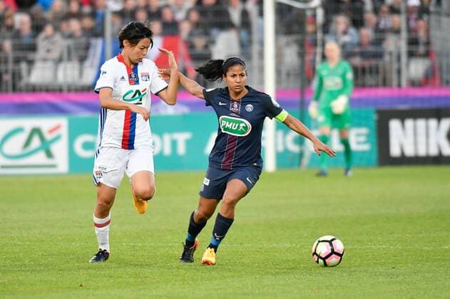 Kumagai Saki (Lyon) - Cruz Shirley (Paris SG) FOOTBALL : Paris SG - Lyon - Finale Coupe de France Feminines - 19 05 2017 BrunoPerrel Panoramic BrunoP 