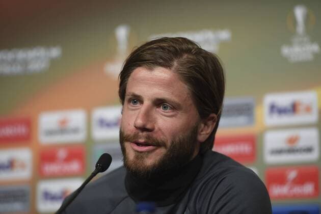 Lasse Schöne (Ajax) 170523 Lasse Schöne of Ajax during a press conference PK Pressekonferenz prior to their UEFA Europa League final match against Manchester UnitedI denna handout-bild fran UEFA den 23 maj 2017 i Stockholm.  Copyright: UEFA BB170523BB354