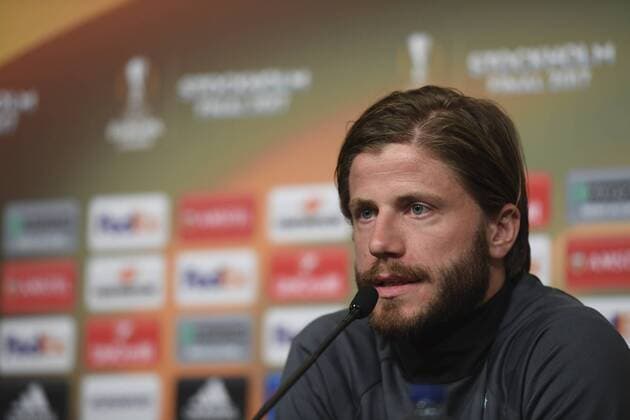 Lasse Schöne (Ajax) 170523 Lasse Schöne of Ajax during a press conference PK Pressekonferenz prior to their UEFA Europa League final match against Manchester UnitedI denna handout-bild fran UEFA den 23 maj 2017 i Stockholm.  Copyright: UEFA BB170523BB355