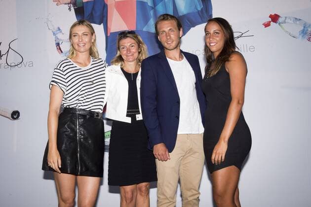 Maria Sharapova Veronique Penchienati Bosetta (directrice Evian Volvic Monde) Lucas Pouille Madison Keys TENNIS : Soiree Evian Oversize - Paris - 23 05 2017 JBAutissier Panoramic 