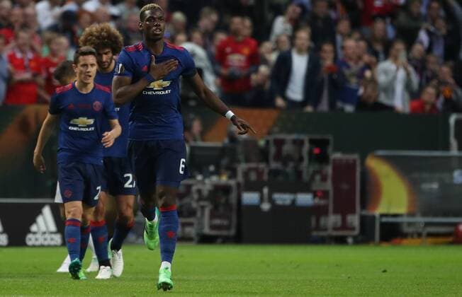 SOCCER - UEFA EL, Ajax vs Manchester SOLNA,SWEDEN,24.MAY.17 - SOCCER - UEFA Europa League, final, Ajax Amsterdam vs Manchester United ManU Image shows the rejoicing of Paul Pogba (Manchester). GEPAxpictures xAndreasxPranter