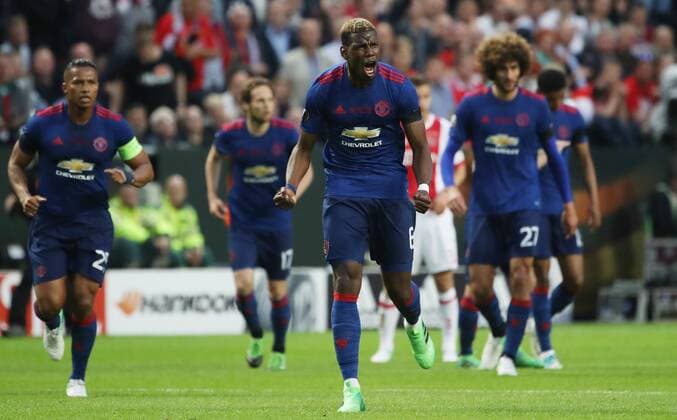 SOCCER - UEFA EL, Ajax vs Manchester SOLNA,SWEDEN,24.MAY.17 - SOCCER - UEFA Europa League, final, Ajax Amsterdam vs Manchester United ManU Image shows the rejoicing of Paul Pogba (Manchester). GEPAxpictures xAndreasxPranter