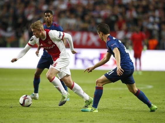 Matthijs de Ligt of Ajax during the UEFA Europa League Final match at the Friends Arena, Stockholm. Picture date: May 24th, 2017.Picture credit should read: Matt McNulty Sportimage EDITORIAL USE ONLY. No use with unauthorised audio, video, data, fixture lists, club league logos or live services. Online in-match use limited to 120 images, no video emulation. No use in betting, games or single club league player publications.