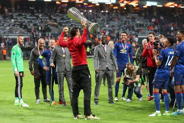 24.05.2017, Friends Arena, Solna, SWE, UEFA EL, Ajax Amsterdam vs Manchester United ManU Finale, im Bild Zlatan Ibrahimovic of Manchester United with the trophy Zlatan Ibrahimovic of Manchester United with the trophy during the Final Match of the UEFA Europaleague between Ajax Amsterdam and Manchester United at the Friends Arena in Solna, Sweden on 2017 05 24. Solna  EP_fil  