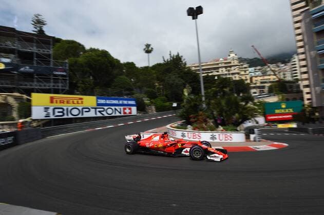 Sebastian Vettel (Scuderia Ferrari) mit seinem Auto auf der Strecke in der Fairmont Kurve, Grosser Preis von Monaco 2017, Freies Training, Motorsport, Formel 1, 25.05.2017, Monte Carlo Copyright: xJERRY xEibner-Pressefotox EP_jer