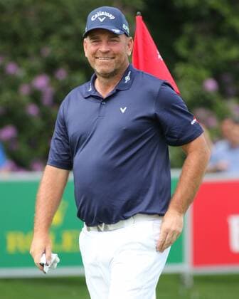 May 25th 2017, Virginia Water, Wentworth, Surrey, England; BMW PGA Golf Herren Championship golf, day 1; Thomas Bjorn of Denmark smiles at the end of his round xDavidxKissmanx  ActionPlus11883365
