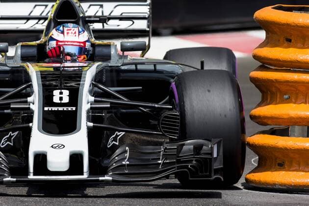 May 25, 2017 - Monaco, Monaco - 08 GROSJEAN Romain from France of Haas VF-17 Ferrari Haas F1 team touching the wall during the Monaco Grand Prix of the FIA Formula 1 championship, at Monaco on 25th of 2017. F1 Grand Prix of Monaco - Practice  - ZUMAn230 20170525_zaa_n230_374 Copyright: xXavierxBonillax