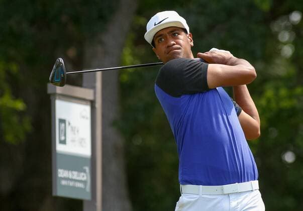 May 26, 2017 - Fort Worth, TX, USA - Tony Finau tees off on the 12th hole during the second round of the Dean & DeLuca Invitational golf tournament at Colonial Country Club Friday, May 26, 2017 in Fort Worth, Texas. Colonial - ZUMAm67_ 20170526_zaf_m67_012 Copyright: xRayxCarlinx