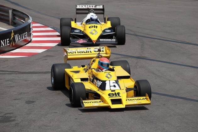 Monaco Grand Prix, Monte Carlo 24 - 28 May 2017 26.05.2017 - Jean-Pierre Jabouille, Renault RS01 and Alain Prost (FRA) Renault F1 Team Special Advisor, Renault RE40 