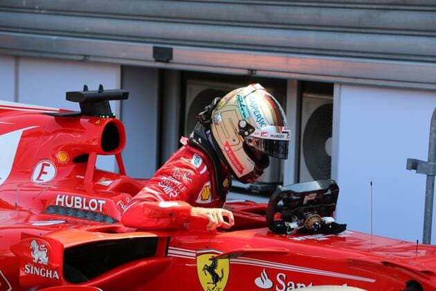 Sebastian Vettel (Scuderia Ferrari) steigt aus seinem Auto aus, Grosser Preis von Monaco 2017, Motorsport, Formel 1, Qualifikation, 27.05.2017, Monte Carlo Copyright: xAndre Eibner-Pressefotox EP_JAE