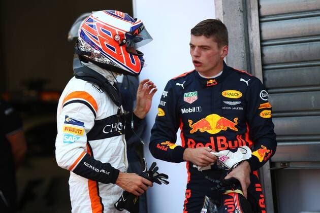 Monaco Grand Prix, Monte Carlo 24 - 28 May 2017 27.05.2017 - Qualifying, Jenson Button (GBR) McLaren MCL32 and Max Verstappen (NED) Red Bull Racing RB13 