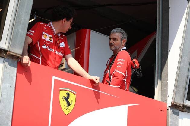 May 27th 2017, Monaco; F1 Grand Prix of Monaco Friday qualifying sessions day; Maurizio Arrivabene & x2013; Managing Director and Team Principal of Scuderia Ferrari and Mattia Binotto & x2013; Chief Technical Officer xLeannexBoonx  ActionPlus11883920