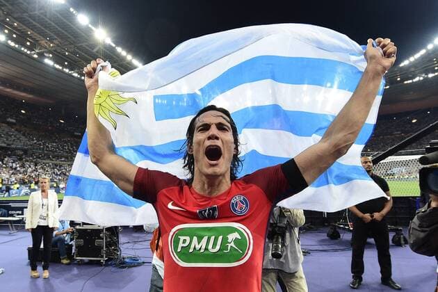 Fußball, Paris St. Germain ist Coupe de France Sieger joie des joueurs du PSG en fin de match CAVANI Edinson (PSG) FOOTBALL : Angers vs PSG - Finale 100e coupe de France - 27 05 2017 JBAutissier Panoramic 