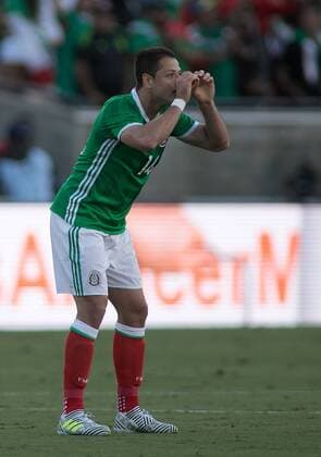 May 27, 2017 - Los Angeles, California, U.S - Javier Chicharito Hernandez 14 of Mexico celebrates a goal during their friendly game with Croatia on Saturday May 27, 2017 at Los Angeles Coliseum in Los Angeles, California. Hernandez scored his 47th goal for Mexico to set the national team Nationalteam s all-time record. Croatia defeated Mexico 2-1. Mexico vs. Croatia - ZUMAp124 20170527_zaa_p124_007 Copyright: xArianaxRuizx