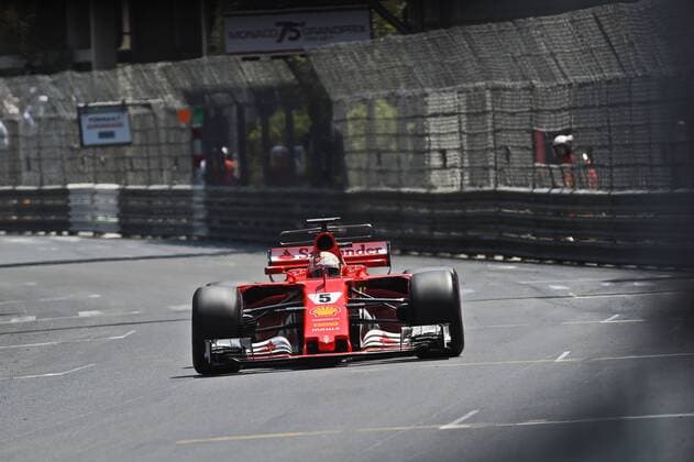 Sebastian Vettel (Scuderia Ferrari) mit seinem Auto auf der Zielgeraden, Grosser Preis von Monaco 2017, Motorsport, Formel 1, Rennen, 28.05.2017, Monte Carlo Copyright: xAndre Eibner-Pressefotox EP_JAE