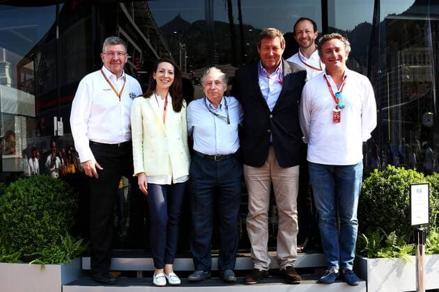 Monaco Grand Prix, Monte Carlo 24 - 28 May 2017 (L to R): Ross Brawn (GBR) Managing Director, Motor Sports; Chloe Targett-Adams, Formula One Global Director, Promoter and Business Relations; Jean Todt (FRA) FIA President; Alejandro Agag (ESP) Formula E Holdings CEO. 27.05.2017. 