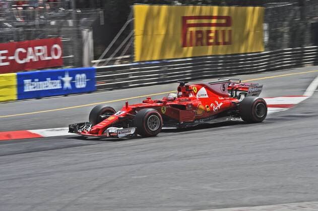 Sebastian Vettel (Scuderia Ferrari) mit seinem Auto auf der Strecke, Grosser Preis von Monaco 2017, Motorsport, Formel 1, Rennen, 28.05.2017, Monte Carlo Copyright: xAndre Eibner-Pressefotox EP_JAE