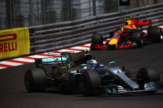 Monaco Grand Prix, Monte Carlo 24 - 28 May 2017 28.05.2017 - Race, Valtteri Bottas (FIN) Mercedes AMG F1 W08 leads Max Verstappen (NED) Red Bull Racing RB13 