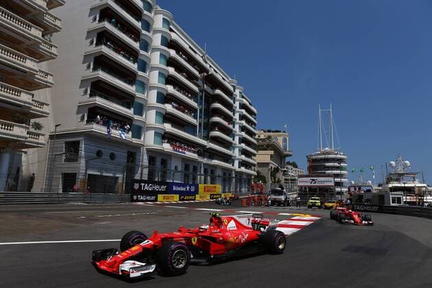 Monaco Grand Prix, Monte Carlo 24 - 28 May 2017 28.05.2017 - Race, Kimi Raikkonen (FIN) Scuderia Ferrari SF70H and Sebastian Vettel (GER) Scuderia Ferrari SF70H 