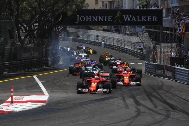 May 28, 2017 - Monte Carlo, Monaco - KIMI RAIKKONEN of Finland and Scuderia Ferrari leads the start of the 2017 Formula 1 Monaco Grand Prix in Monte Carlo, Monaco. F1 2017 - Monaco Grand Prix - ZUMAg147 20170528_zap_g147_001 Copyright: xJamesxGasperottix