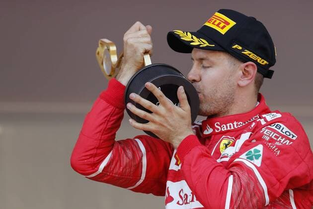 May 28, 2017 - Monte Carlo, Monaco - SEBASTIAN VETTEL of Germany and Scuderia Ferrari is seen on the podium after winning the 2017 Formula 1 Monaco Grand Prix in Monte Carlo, Monaco. F1 2017 - Monaco Grand Prix - ZUMAg147 20170528_zap_g147_003 Copyright: xJamesxGasperottix