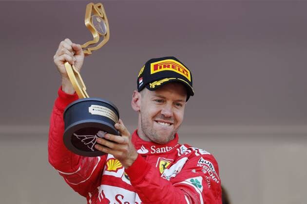 May 28, 2017 - Monte Carlo, Monaco - SEBASTIAN VETTEL of Germany and Scuderia Ferrari is seen on the podium after winning the 2017 Formula 1 Monaco Grand Prix in Monte Carlo, Monaco. F1 2017 - Monaco Grand Prix - ZUMAg147 20170528_zap_g147_004 Copyright: xJamesxGasperottix
