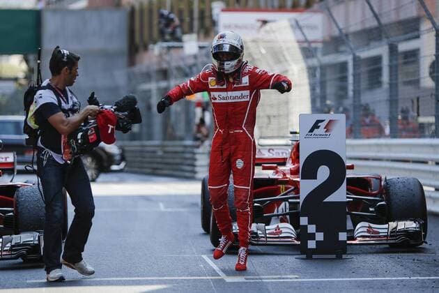 May 28, 2017 - Monte Carlo, Monaco - SEBASTIAN VETTEL of Germany and Scuderia Ferrari celebrates after winning the 2017 Formula 1 Monaco Grand Prix in Monte Carlo, Monaco. F1 2017 - Monaco Grand Prix - ZUMAg147 20170528_zap_g147_010 Copyright: xJamesxGasperottix