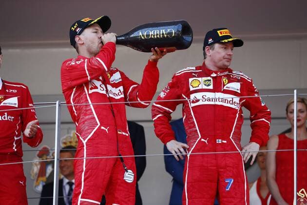 Motorsports: FIA Formula One World Championship WM Weltmeisterschaft 2017, Grand Prix of Monaco, 5 Sebastian Vettel (GER, Scuderia Ferrari), 7 Kimi Raikkonen (FIN, Scuderia Ferrari), Monte Carlo Monaco xHOCHxZWEIx