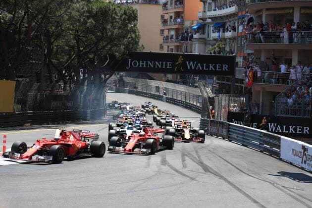 May 28th 2017, Monaco; F1 Grand Prix of Monaco Race Day; Kimi Raikkonen - Scuderia Ferrari SF70H leads the start of the race from pole but finished 2nd xLeannexBoonx  ActionPlus11884940