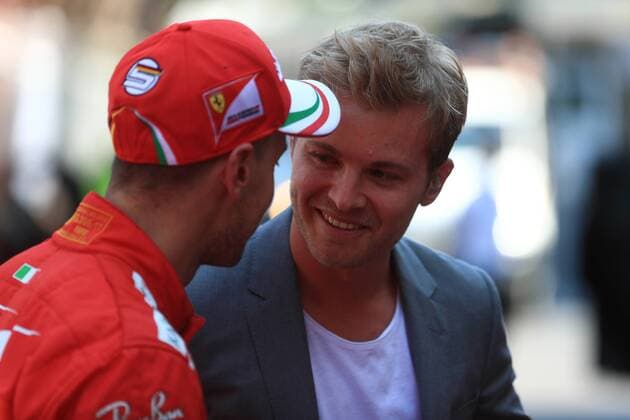 Bilder des Tages - SPORT May 28th 2017, Monaco; F1 Grand Prix of Monaco Race Day; Sebastian Vettel - Scuderia Ferrari wins the Monaco GP chats with Nico Rosberg xLeannexBoonx  ActionPlus11884987