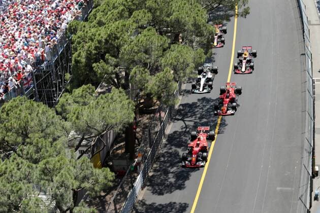 Monaco Grand Prix, Monte Carlo 24 - 28 May 2017 28.05.2017 - Race, Kimi Raikkonen (FIN) Scuderia Ferrari SF70H leads Sebastian Vettel (GER) Scuderia Ferrari SF70H 