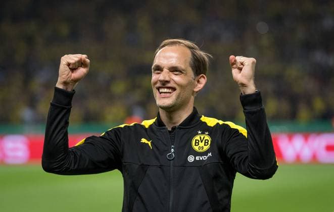 Thomas Tuchel - Stationen als Trainer, Borussia Dortmund 2015 - 2017 Fussball Berlin 27.05.2017 DFB Pokalfinale Herren Männer Finale Borussia Dortmund - Eintracht Frankfurt 2:1 Jubel nach dem Sieg von Dortmund Dortmund ist Deutscher Pokalsieger 2017 Thomas Tuchel (Dortmund, Trainer)