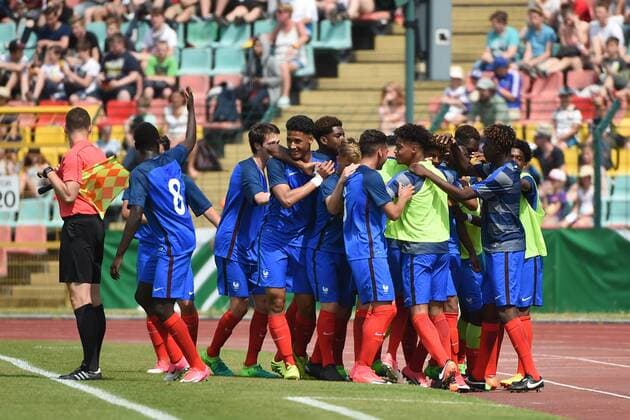 Fussball, Junioren, Saison 2016 17, Schüler-Länderspiel in Berlin, Deutschland - Frankreich, Jubel nach dem Tor zum 0:1 durch Willem Geubbels (Nr. 9, Frankreich U16), 30.05.17, Copyright: xMichaelxHundtx xMatthiasxKochx
